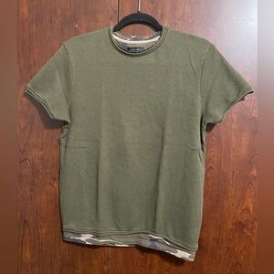 Zara Green Army Textured Short Sleeve Tee